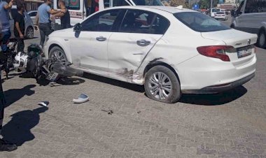 Gölbaşı’nda otomobil ile motosiklet çarpıştı