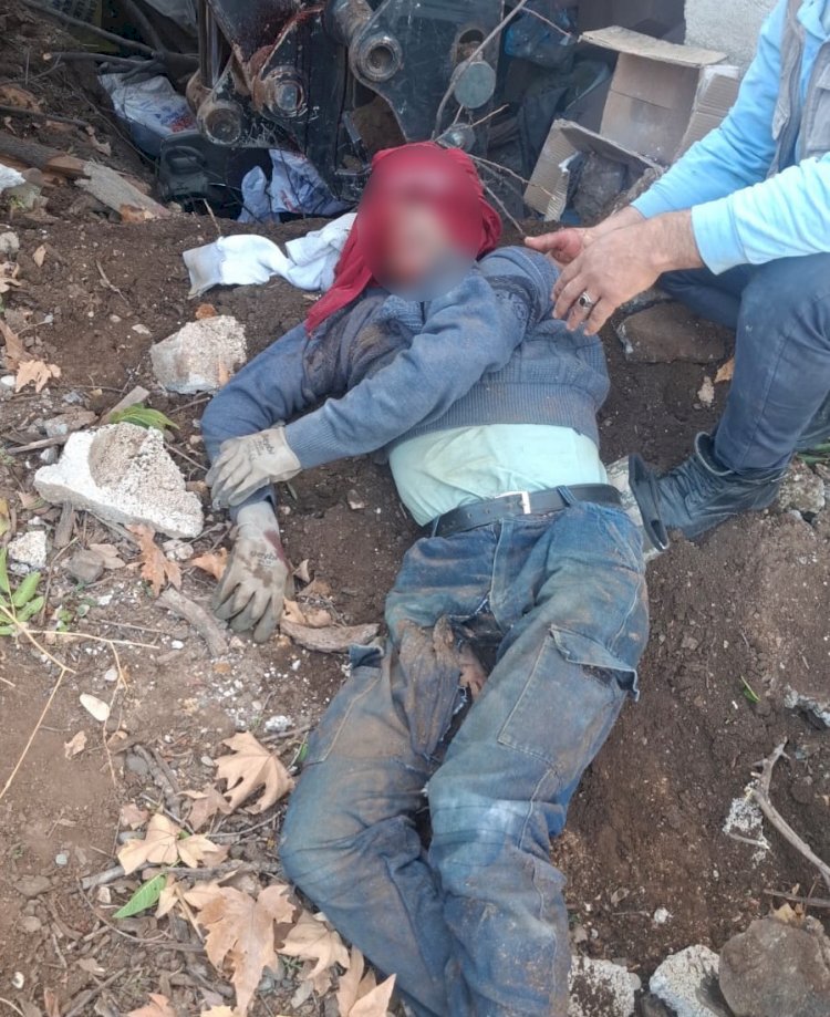 Freni patlayan iş makinesi çarptı: 1 ağır yaralı